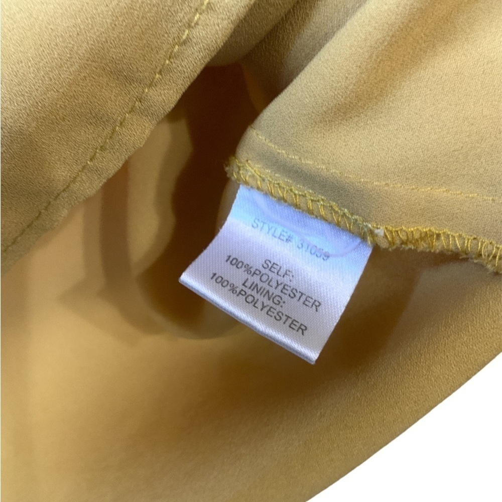Under Skies Mustard Yellow Blouse Laser Cut Detail Collar Layered Flowy Sleeves - Picture 3 of 6